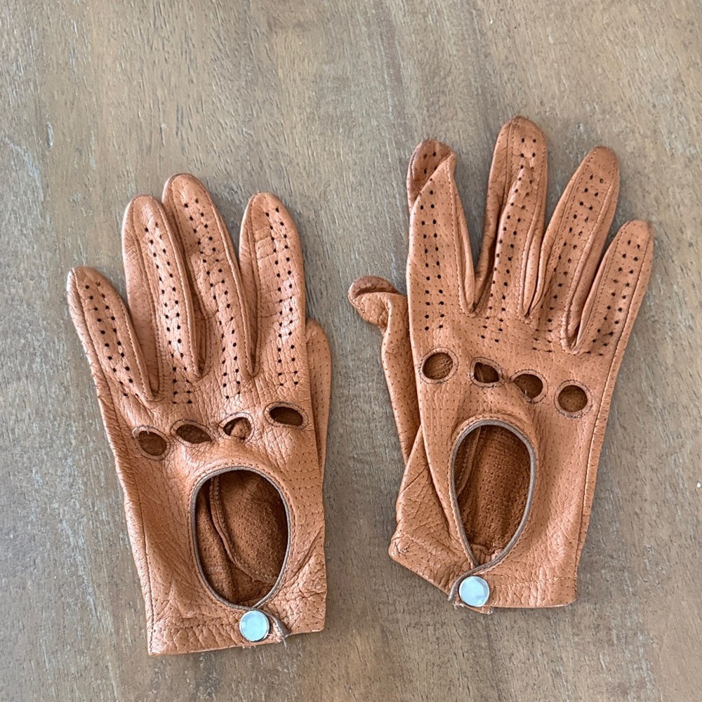 Vintage Brown Leather Driving Gloves